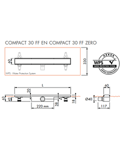 Easy Drain Compact 30 FF Zero douchegoot  800 mm