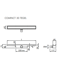 Easy Drain Compact 30 Tegel douchegoot  800 mm