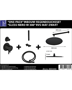 Best Design One Pack regendoucheset Gless Nero M Ø 300 mm rvs m.zwar