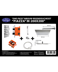 Best Design One Pack regendoucheset Piazza M 200x200 mm chroom