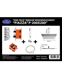 Best Design One Pack regendoucheset Piazza P 200x200 mm chroom