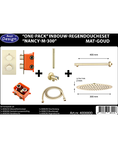 Best Design One Pack regendoucheset Nancy M 300 inbouw mat goud