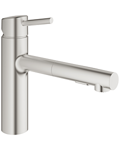 Grohe Concetto keukenmengkraan medium met uittrekb.douche supersteel