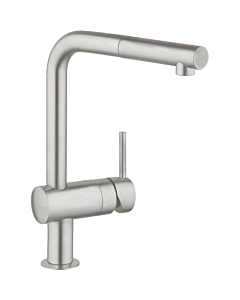 Grohe Minta keukenmengkraan hoge L-uitl. uittrek.mousseur supersteel