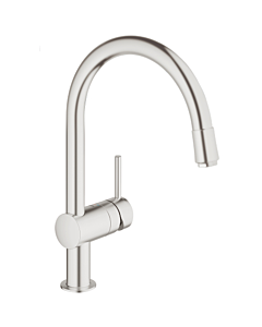 Grohe Minta keukenmengkraan hoge C-uitl. uittrek.mousseur supersteel