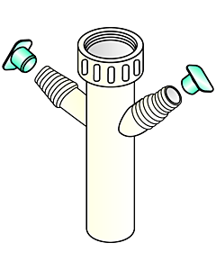 Verstelbuis met wartel 200 mm lang + slangtules wit 1.1/2" - 40 mm