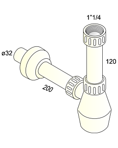 Wastafelsifon laag kunststof wit 1.1/4" 32 mm