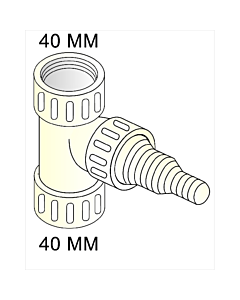 T-stuk met slangtule wit 1.1/2" - 40 mm