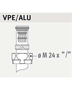 Jaga klemkoppeling vpe/alu-buis M24x14/2 t.b.v. proventiel