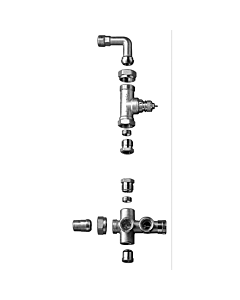 Danfoss RA-KEW set met afsluiter en 1-p. onderblok 3/4"EC haaks