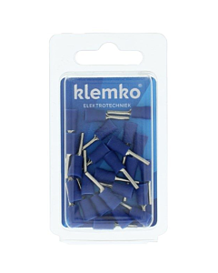 Klemko geïsol. kabelschoen blauw pensteker 9.5 mm 25 stuks