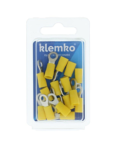 Klemko geïsol. kabelschoen geel ring M5 blister 25 stuks