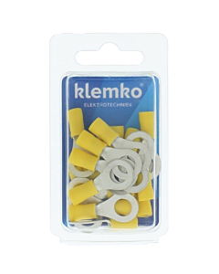 Klemko geïsol. kabelschoen geel ring M8 blister 25 stuks