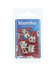 Klemko geïsol. kabelschoen rood ring M4 25 stuks